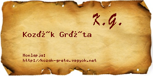 Kozák Gréta névjegykártya